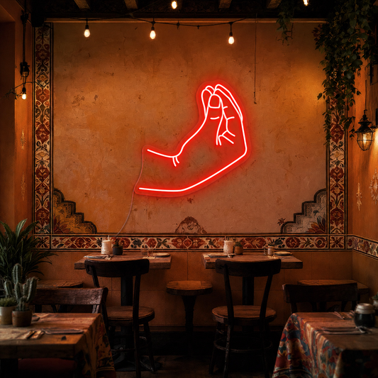 Italian Hand Gesture Neon Sign | Chic Decor for Food Lovers