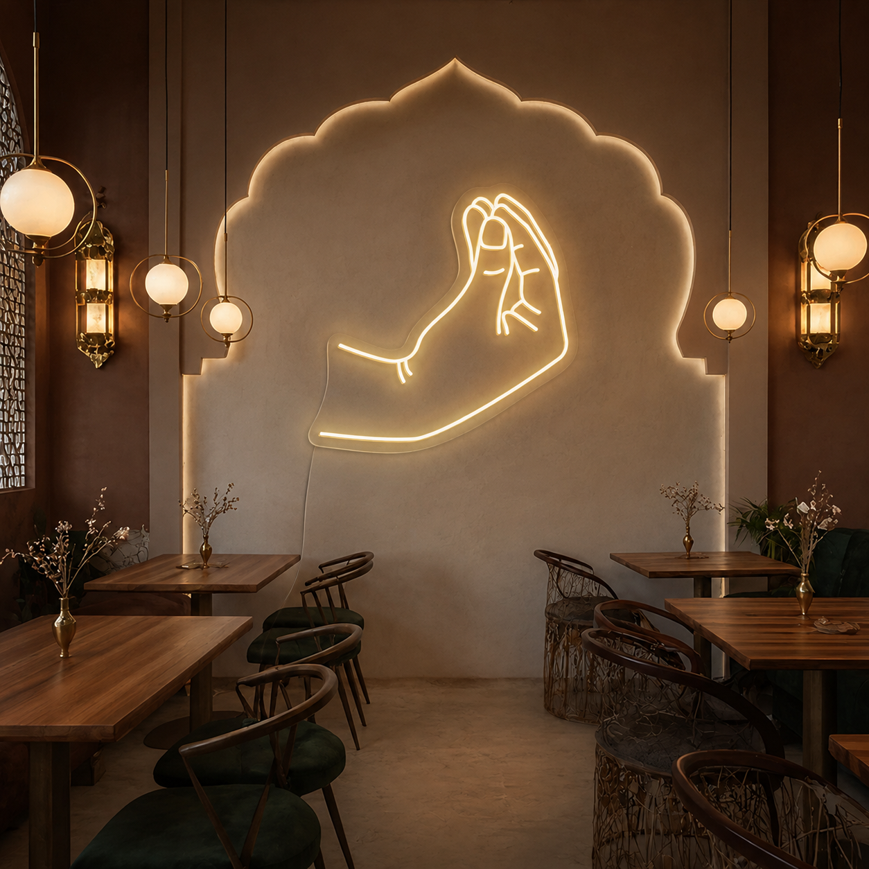 Italian Hand Gesture Neon Sign | Chic Decor for Food Lovers