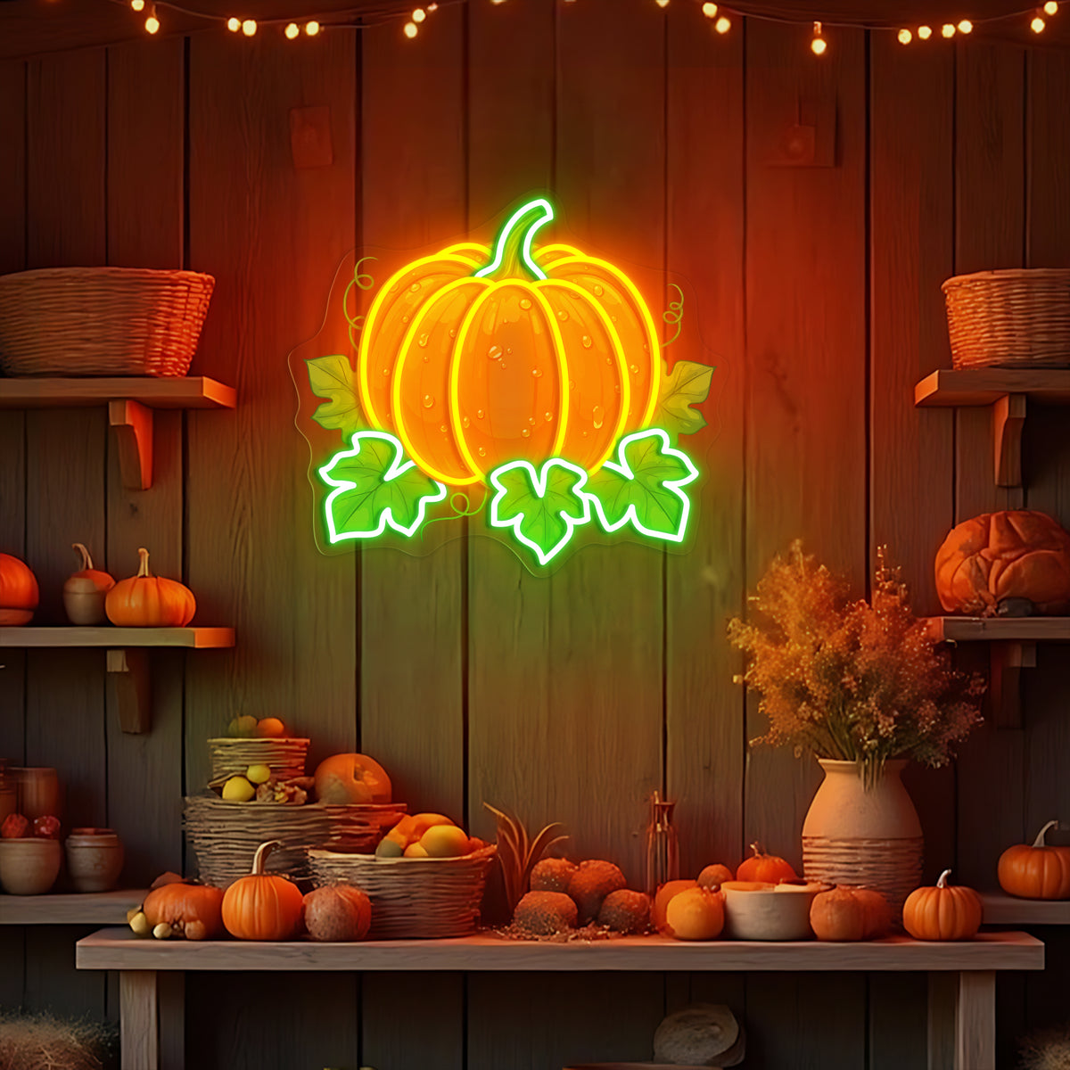 Fall Pumpkin Neon Sign with Charming Autumn Style
