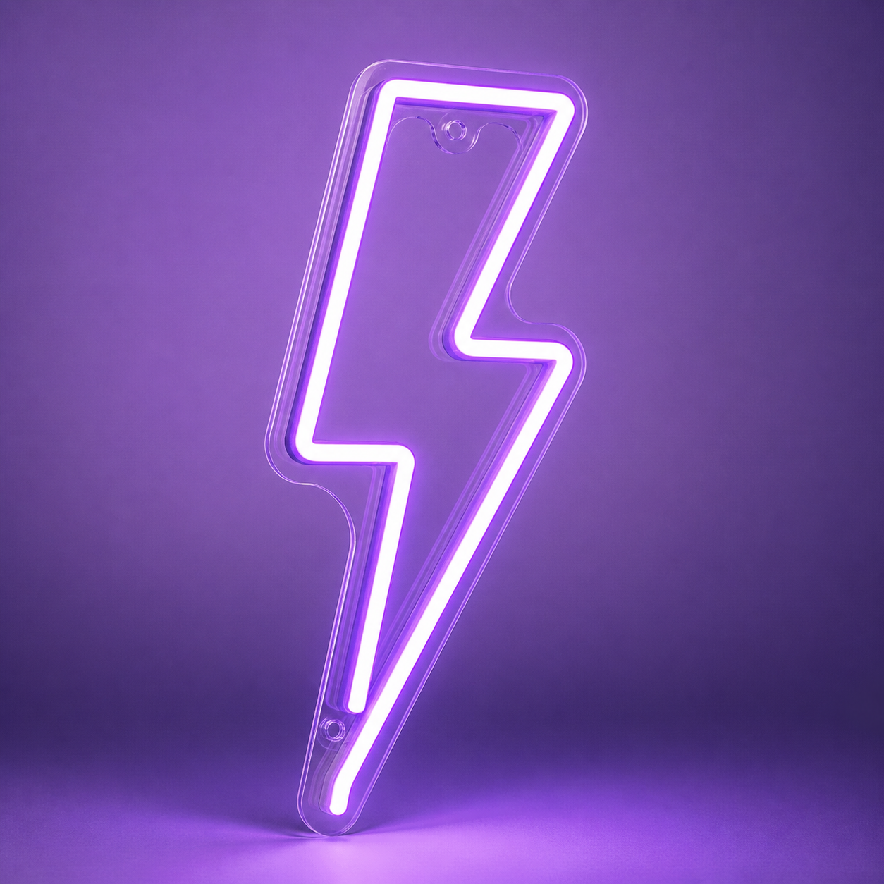 Violet lightning bolt LED neon sign